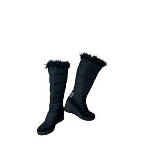 juicy wedge heel faux fur trim snow boots size 7